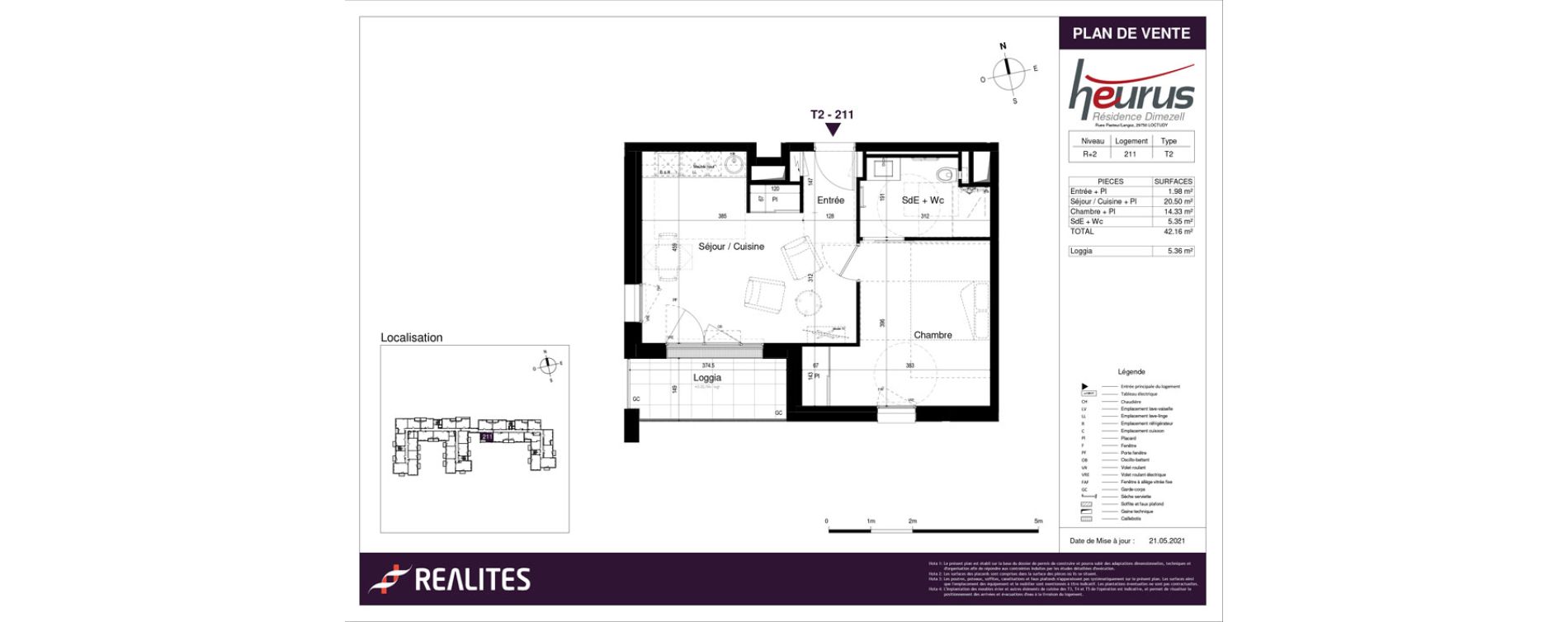 Appartement T2 meubl&eacute; de 42,16 m2 &agrave; Loctudy Centre