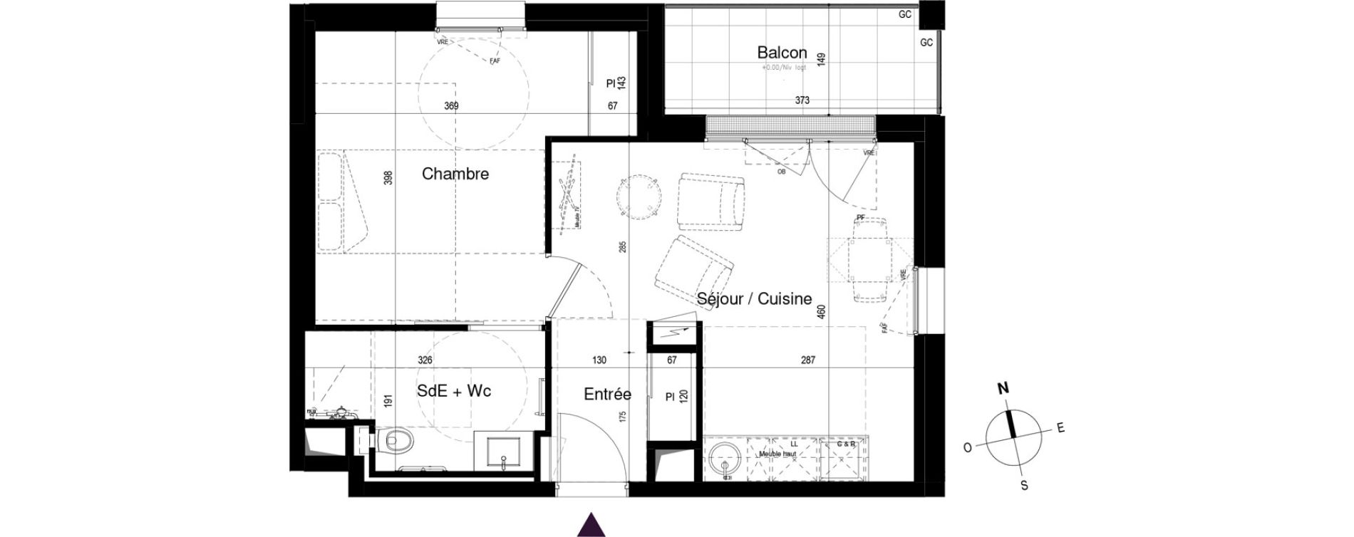 Appartement T2 meubl&eacute; de 41,56 m2 &agrave; Loctudy Centre