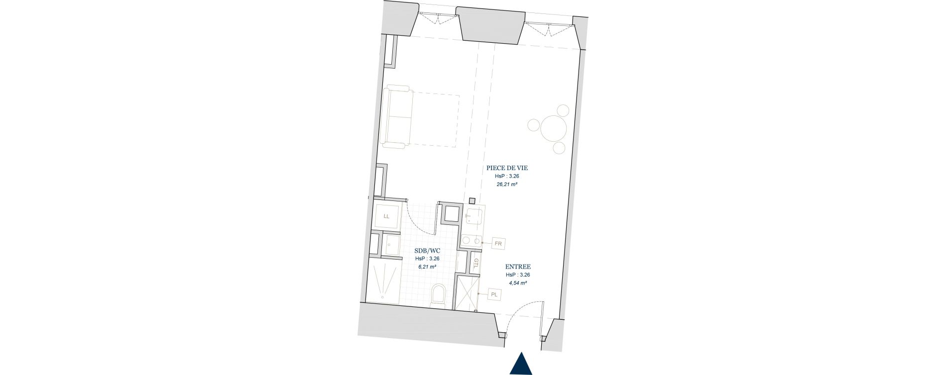 Appartement T1 de 36,96 m2 &agrave; Morlaix Jarlot - ursulines