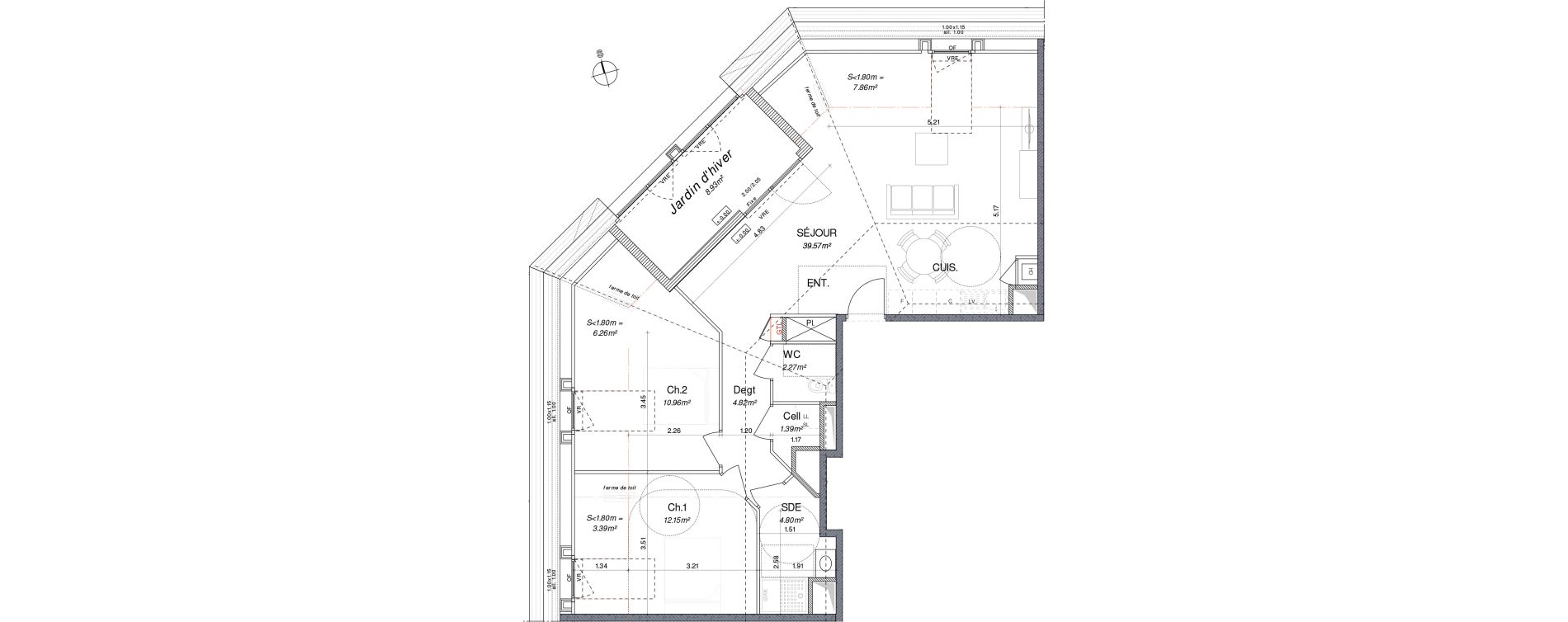 Appartement T3 de 84,89 m2 &agrave; Pont-L'Abb&eacute; Centre