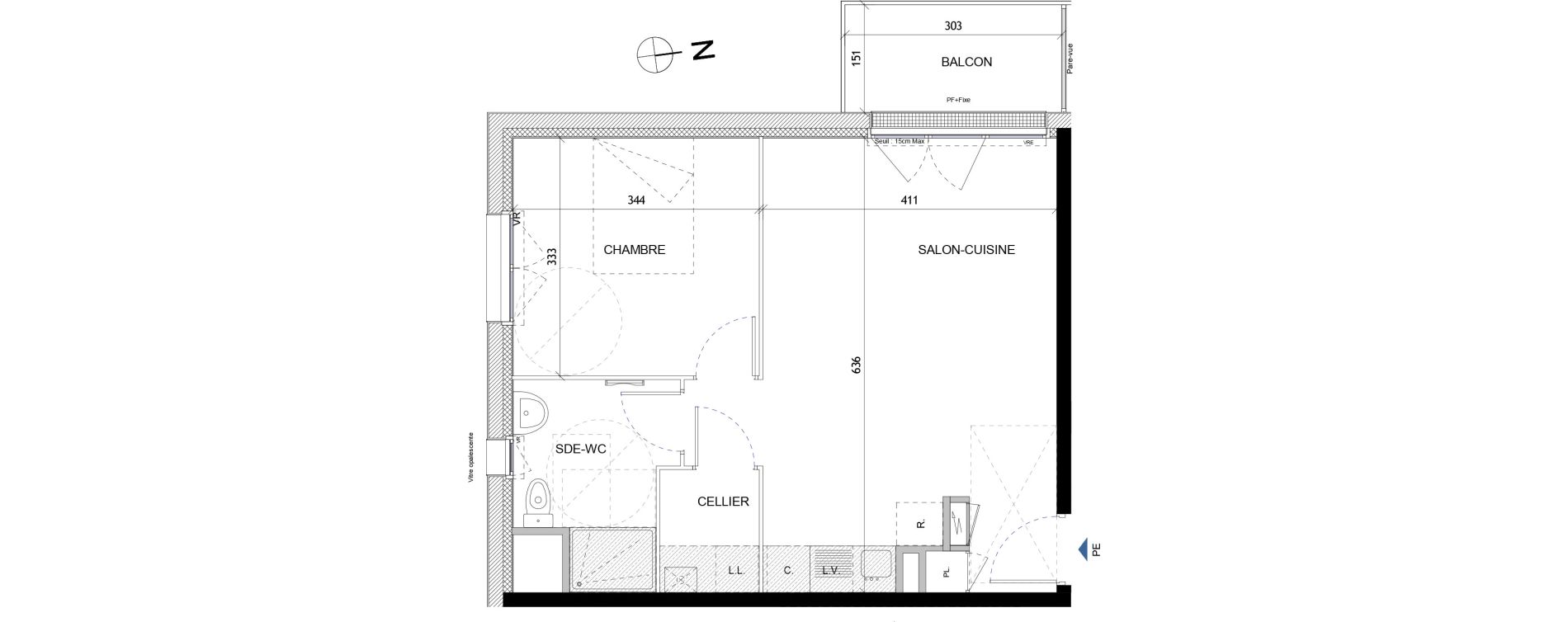 Appartement T2 de 46,40 m2 &agrave; Quimper Lin&eacute;ostic