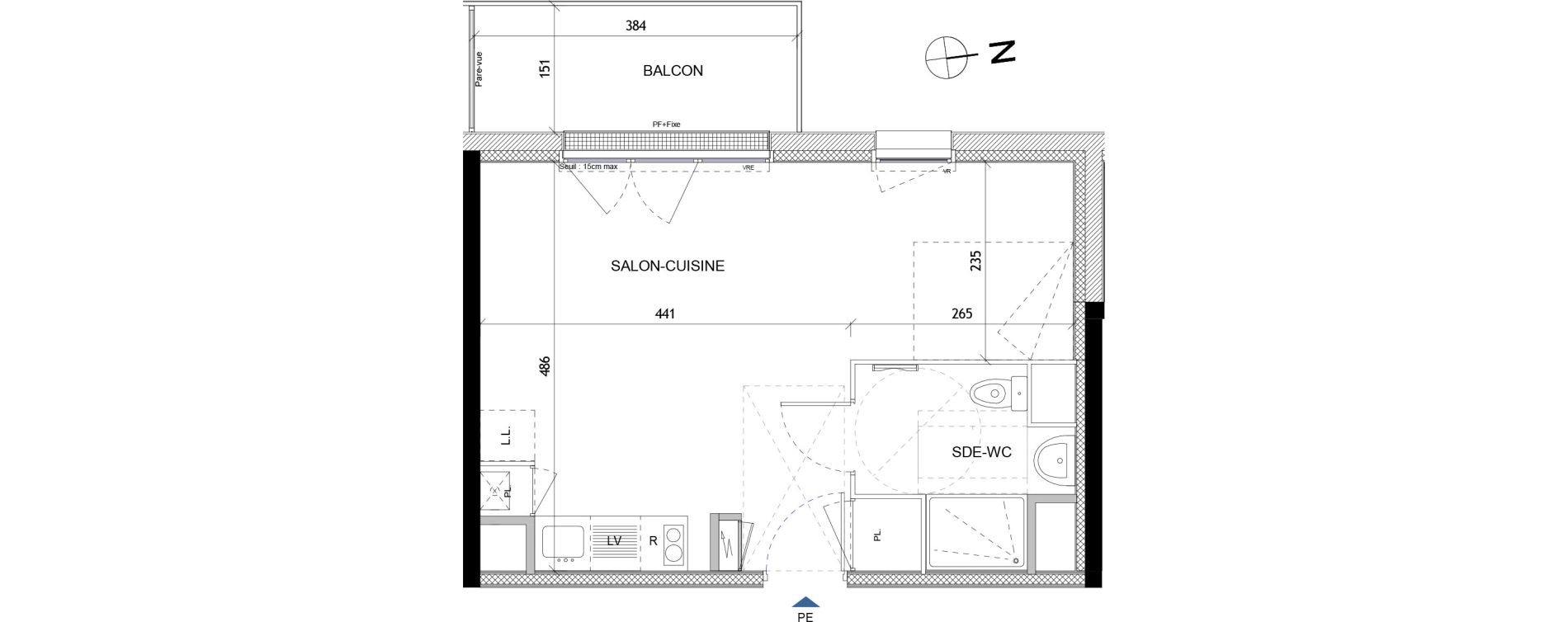 Appartement T1 de 32,41 m2 &agrave; Quimper Lin&eacute;ostic