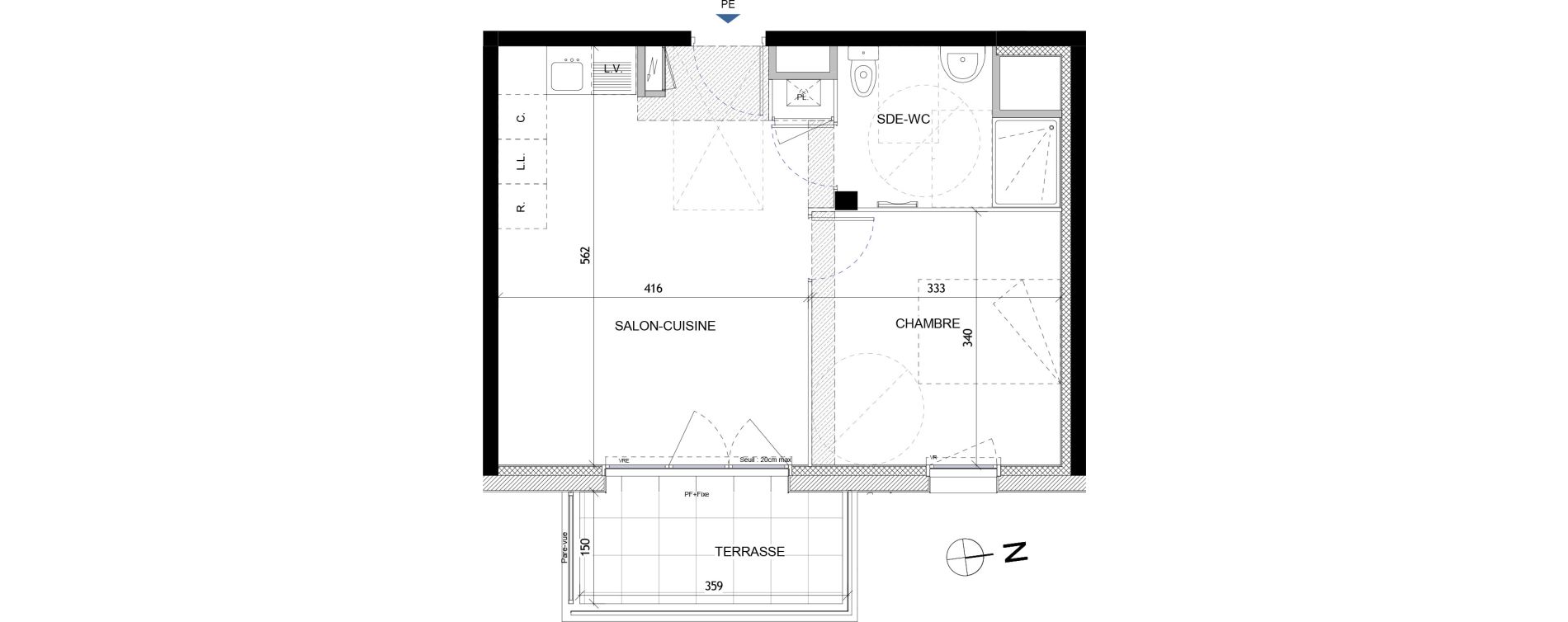 Appartement T2 de 40,30 m2 &agrave; Quimper Lin&eacute;ostic