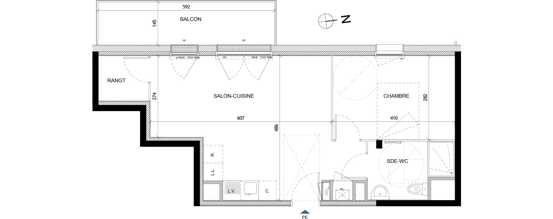 Appartement T2 de 46,27 m2 &agrave; Quimper Lin&eacute;ostic