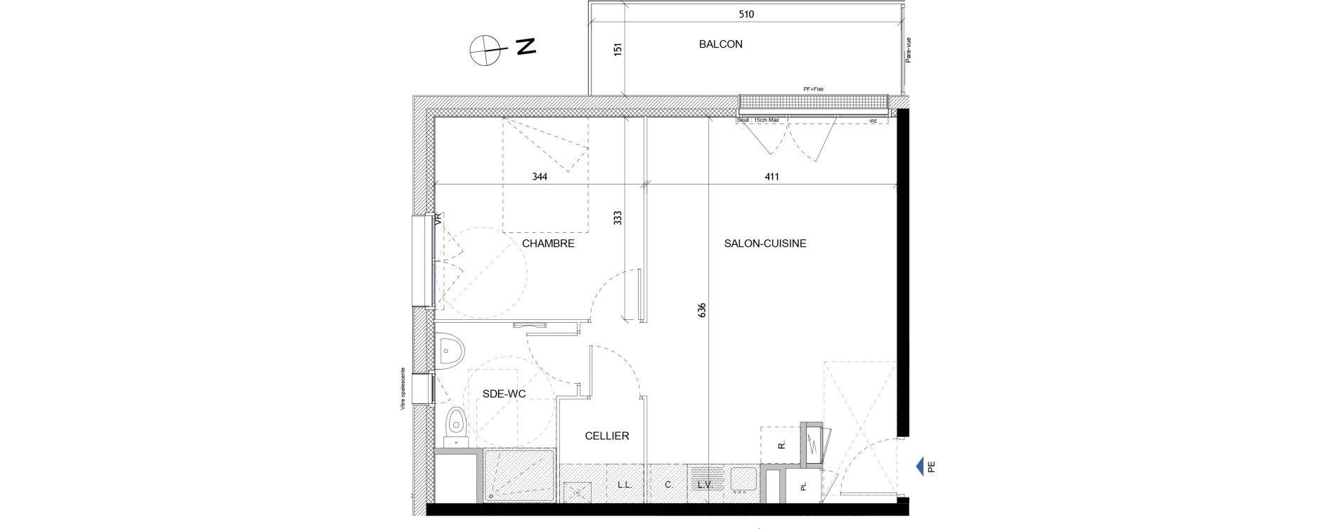 Appartement T2 de 46,40 m2 &agrave; Quimper Lin&eacute;ostic