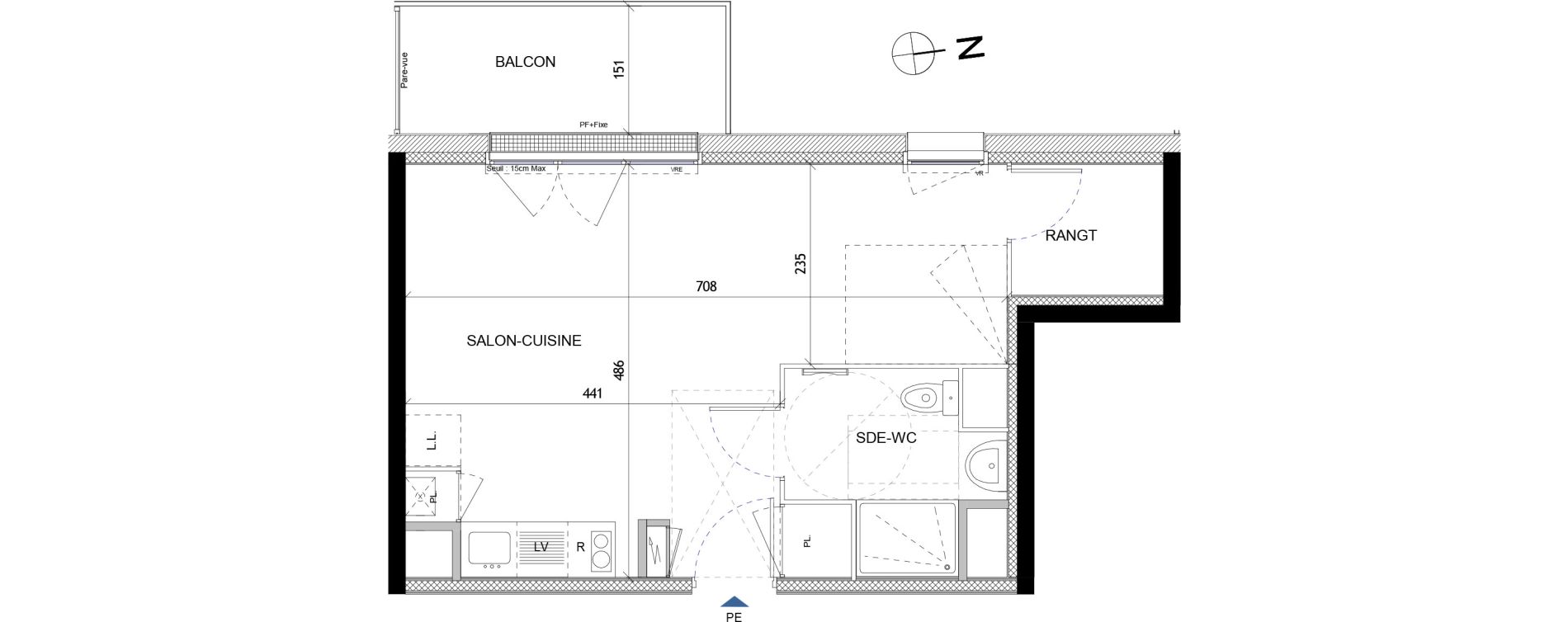 Appartement T1 de 35,21 m2 &agrave; Quimper Lin&eacute;ostic