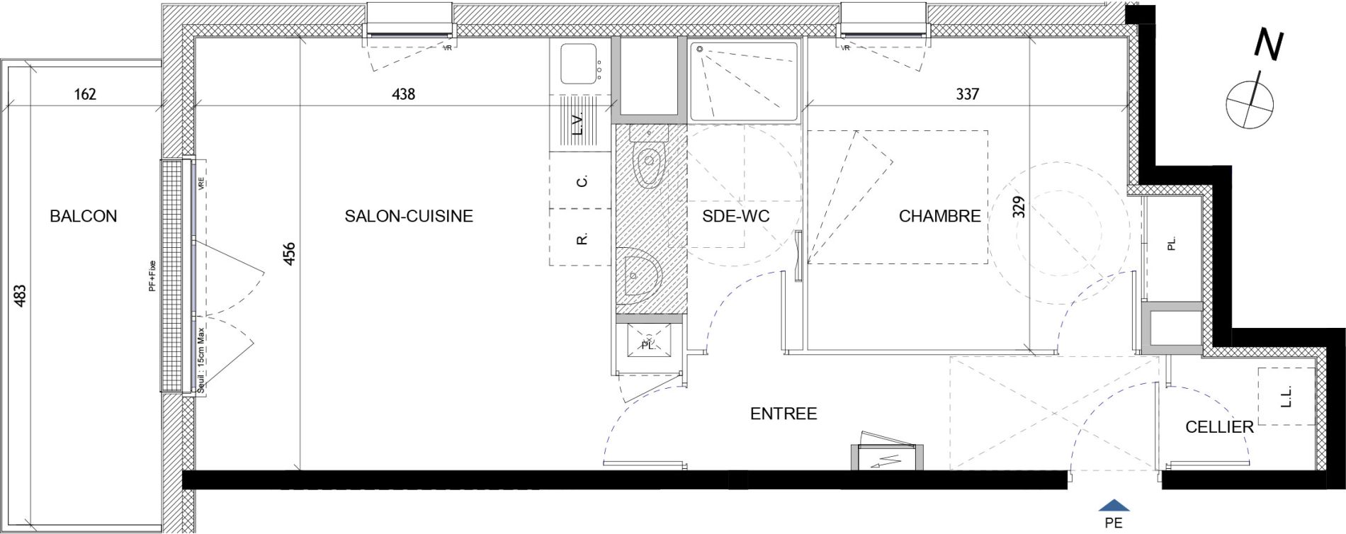 Appartement T2 de 46,41 m2 &agrave; Quimper Lin&eacute;ostic