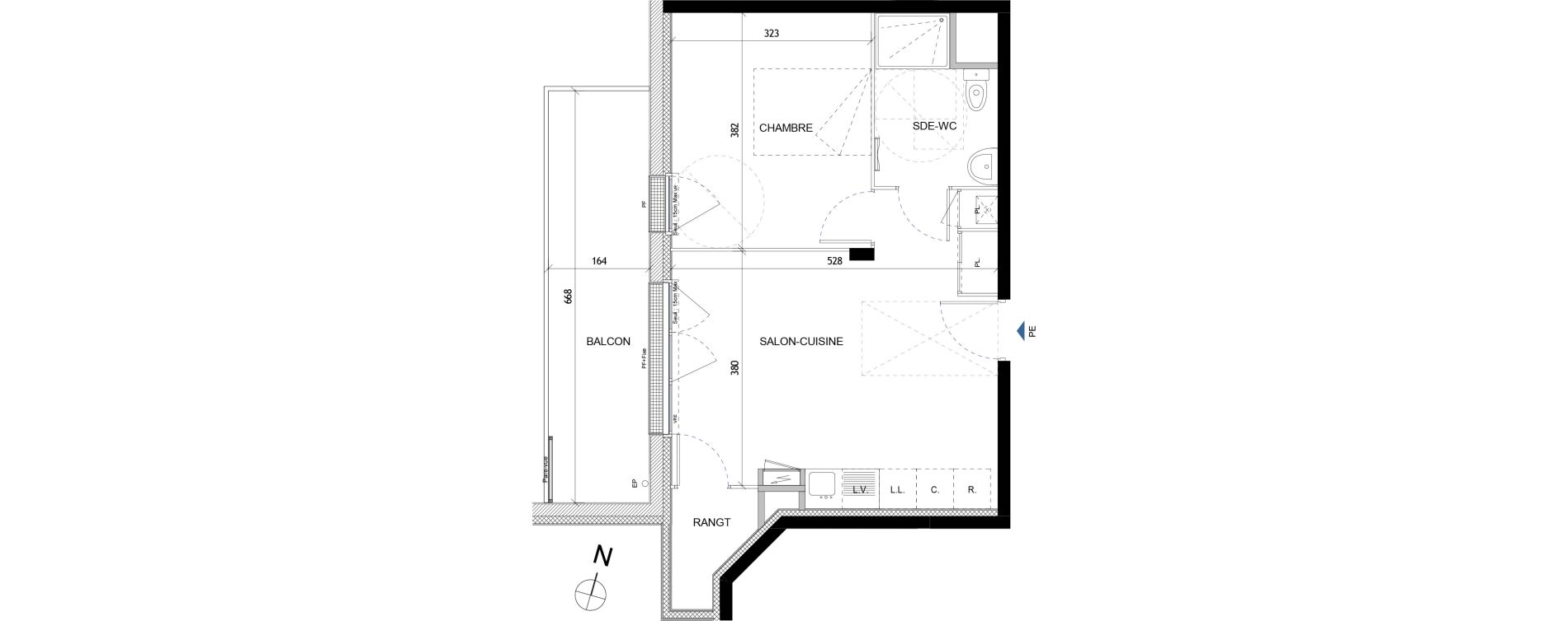 Appartement T2 de 42,18 m2 &agrave; Quimper Lin&eacute;ostic