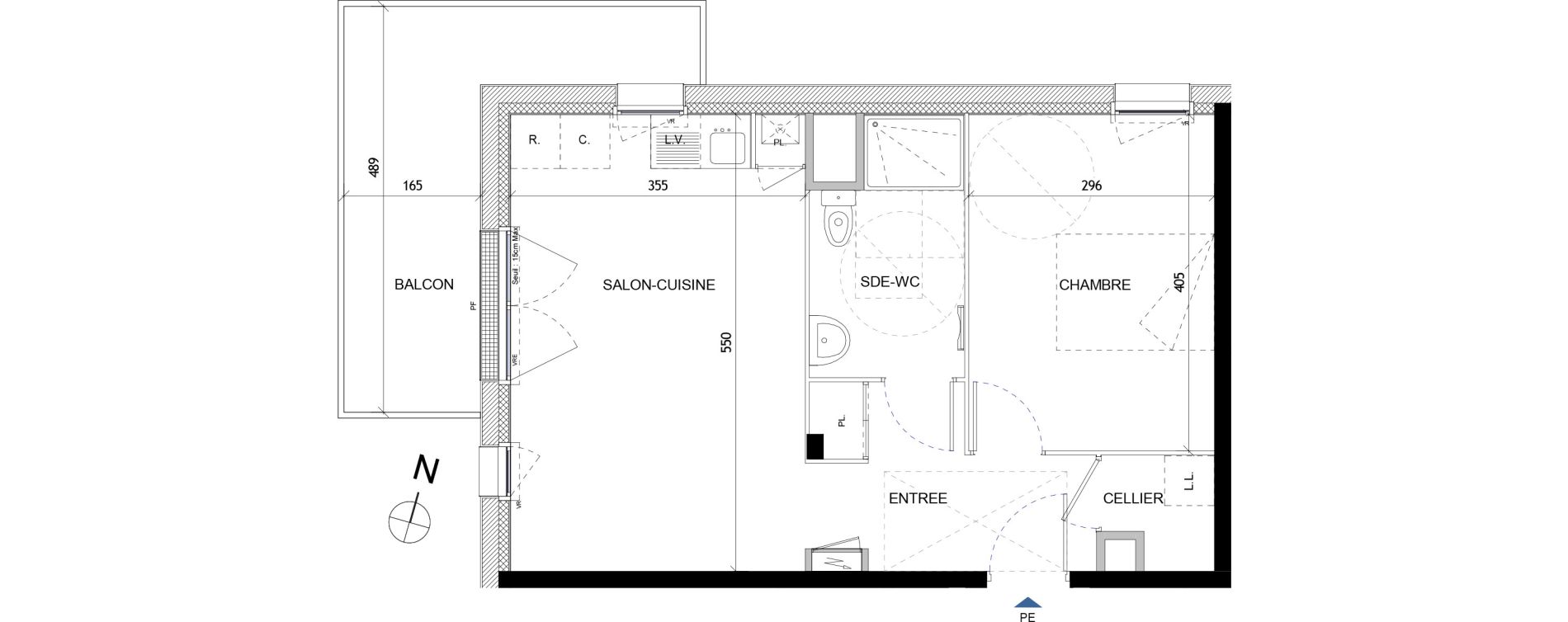 Appartement T2 de 44,73 m2 &agrave; Quimper Lin&eacute;ostic