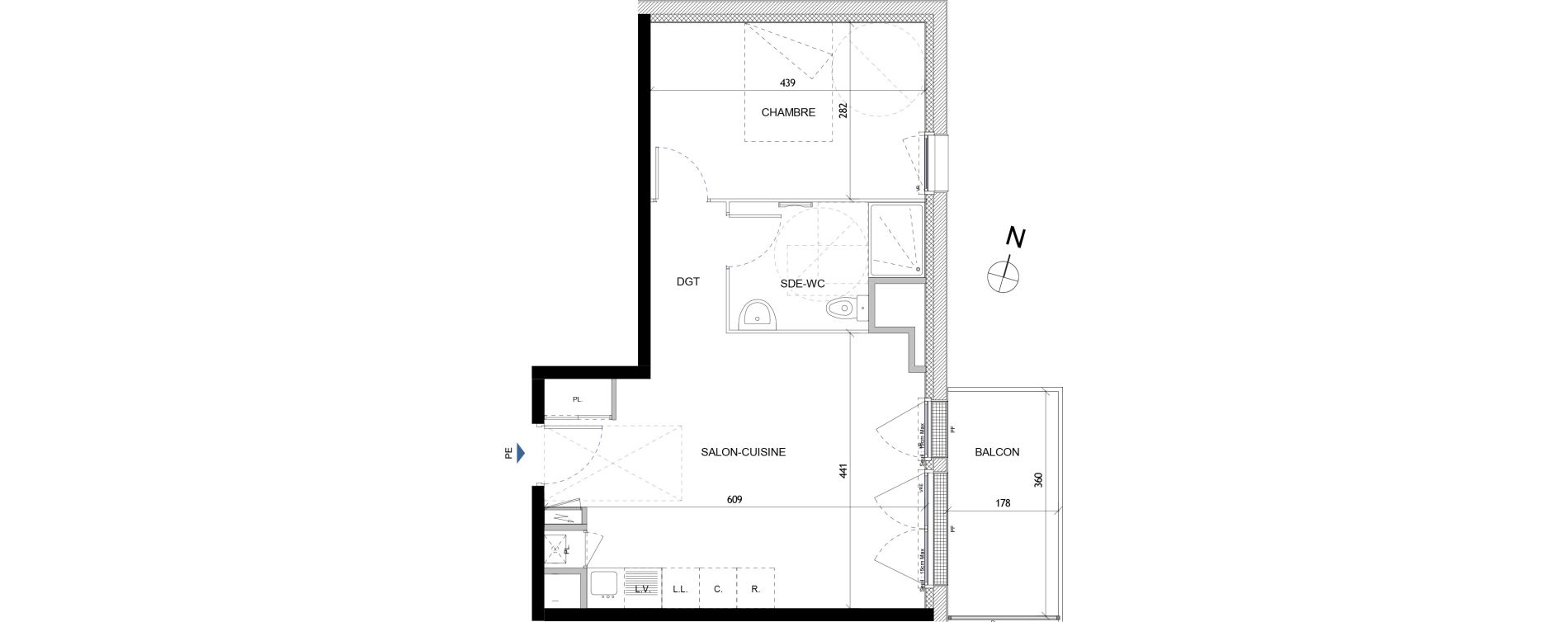 Appartement T2 de 45,31 m2 &agrave; Quimper Lin&eacute;ostic