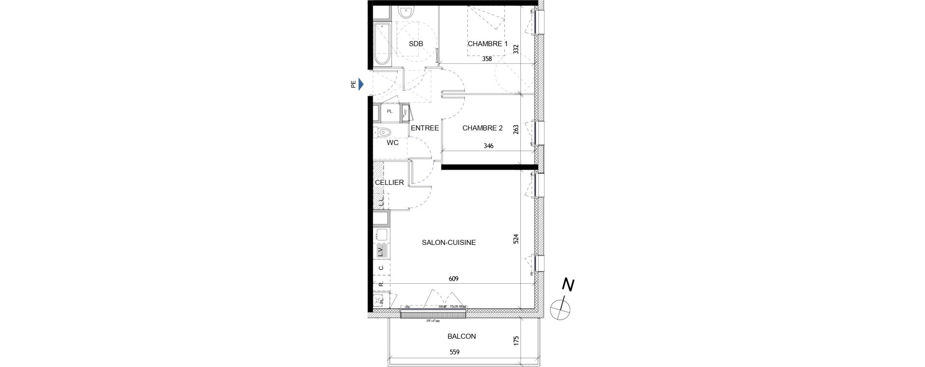 Appartement T3 de 66,63 m2 &agrave; Quimper Lin&eacute;ostic