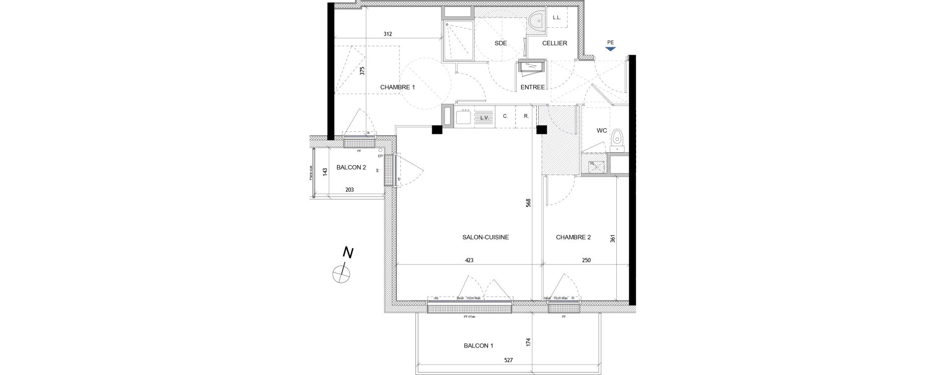 Appartement T3 de 59,79 m2 &agrave; Quimper Lin&eacute;ostic