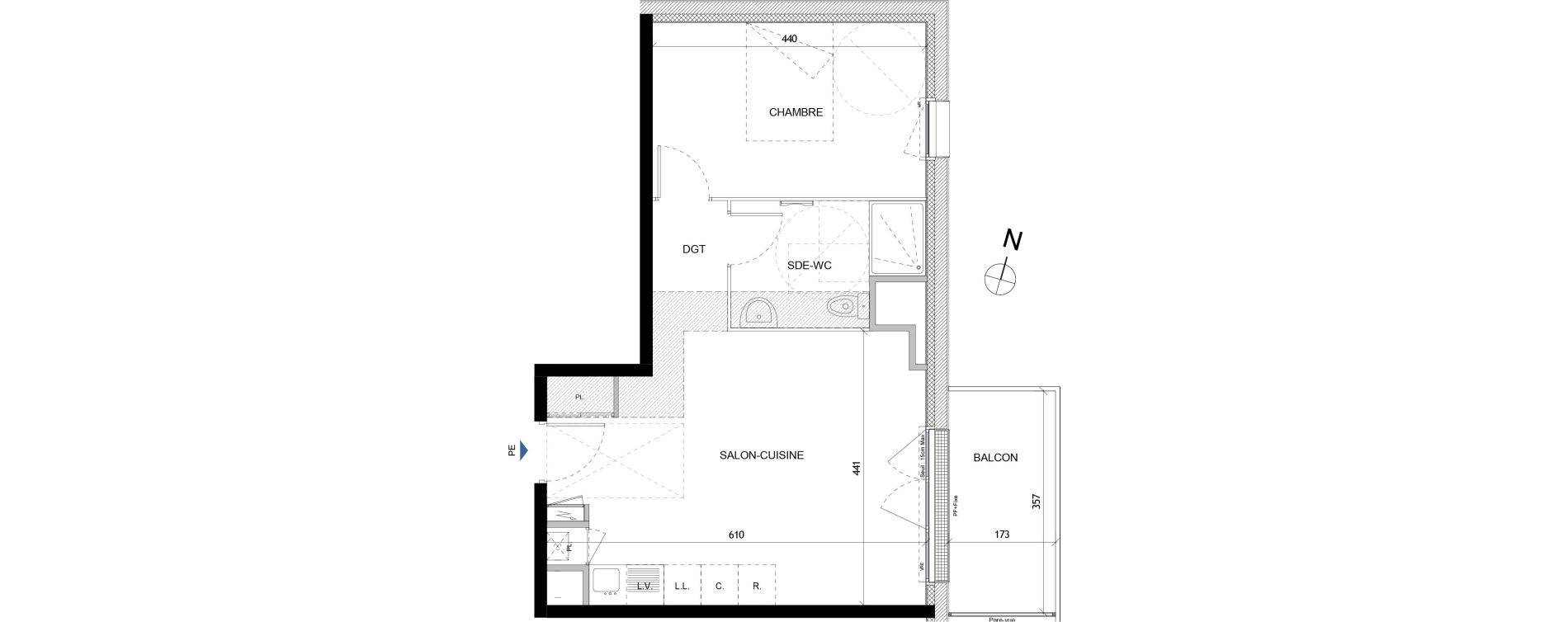 Appartement T2 de 45,33 m2 &agrave; Quimper Lin&eacute;ostic