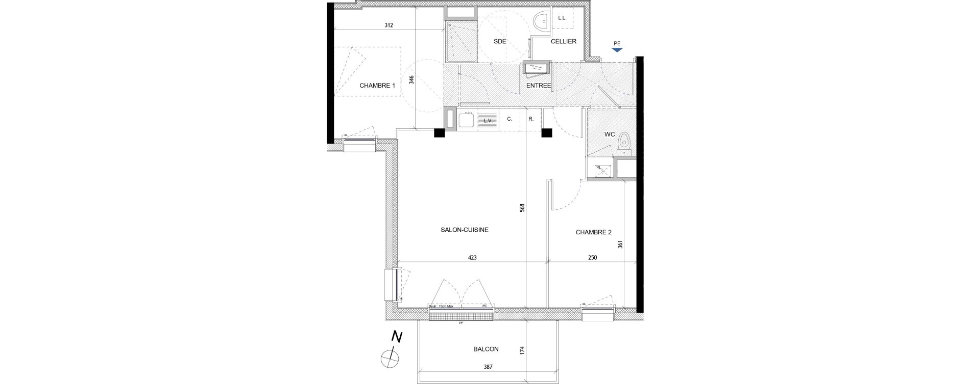 Appartement T3 de 59,80 m2 &agrave; Quimper Lin&eacute;ostic