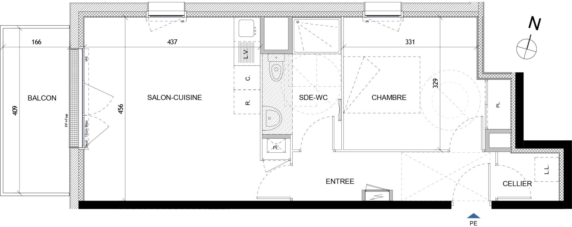 Appartement T2 de 46,31 m2 &agrave; Quimper Lin&eacute;ostic