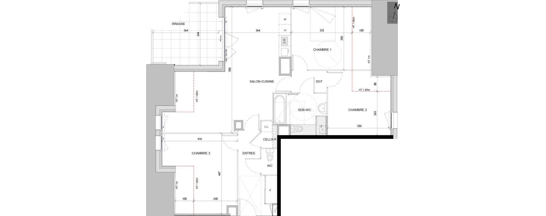 Appartement T4 de 83,77 m2 &agrave; Quimper Lin&eacute;ostic