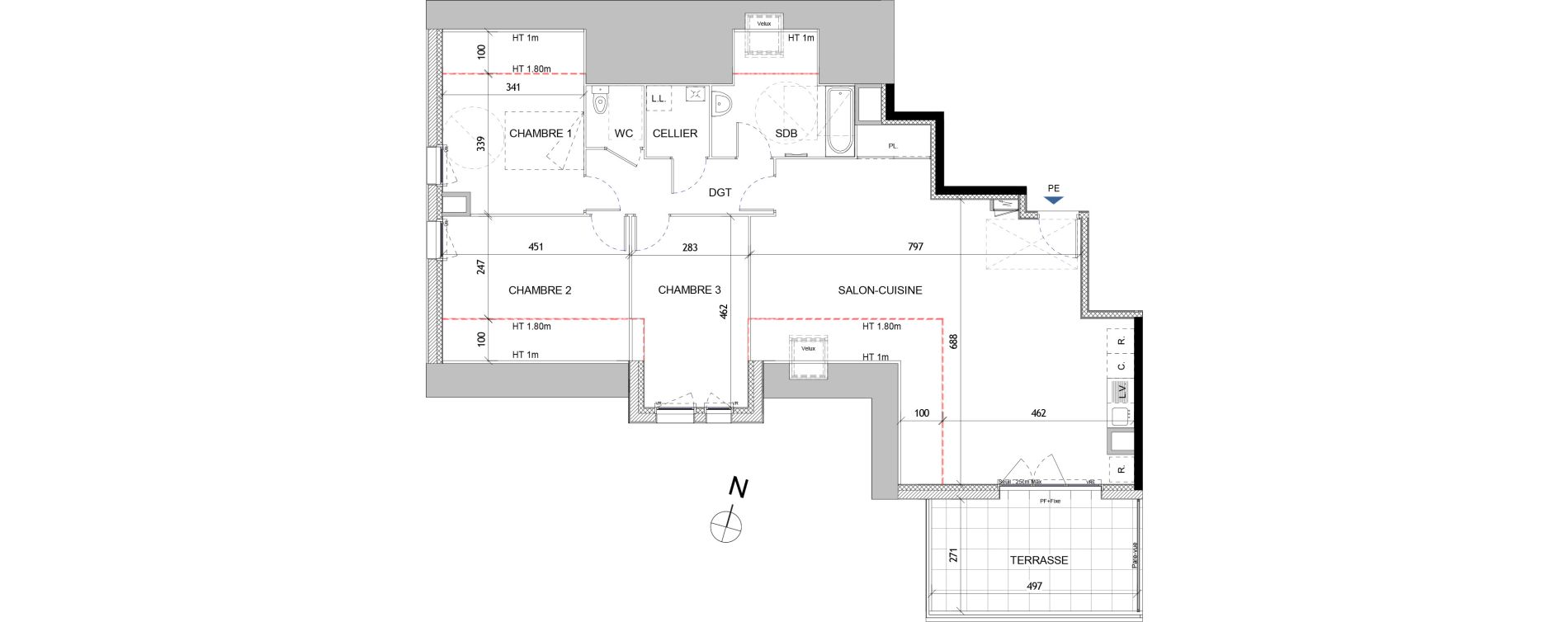 Appartement T4 de 97,29 m2 &agrave; Quimper Lin&eacute;ostic