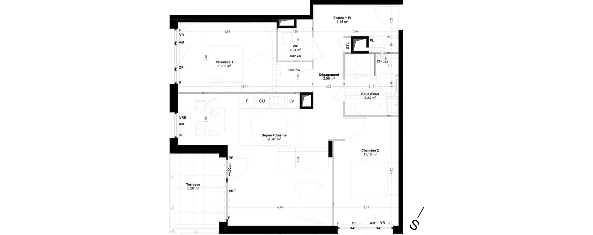 Appartement T3 de 66,67 m2 &agrave; Quimper Centre