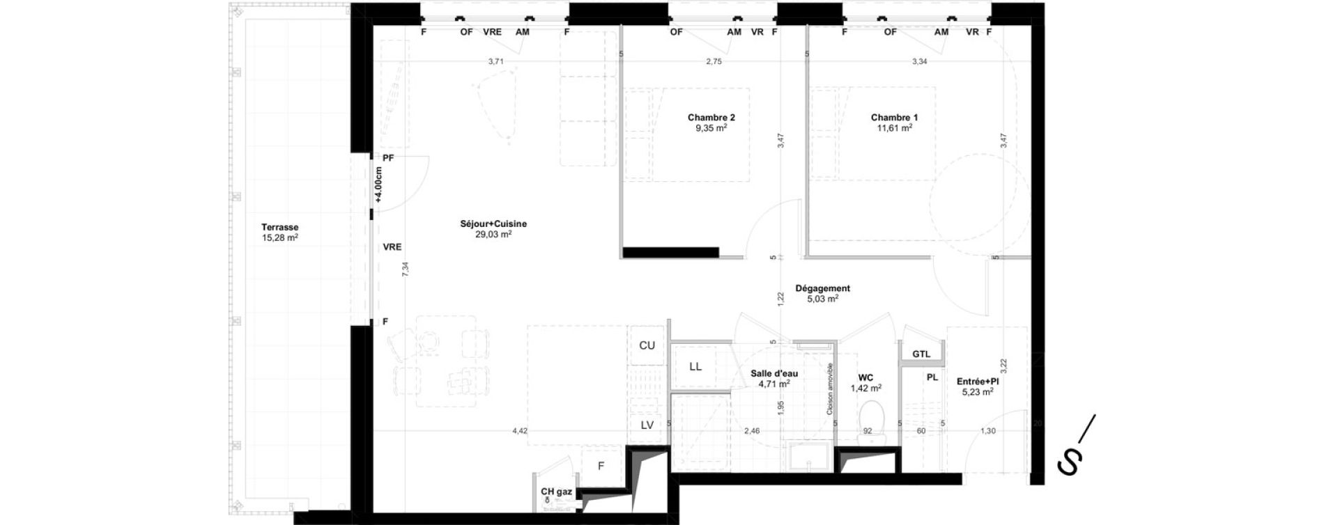 Appartement T3 de 66,38 m2 &agrave; Quimper Centre