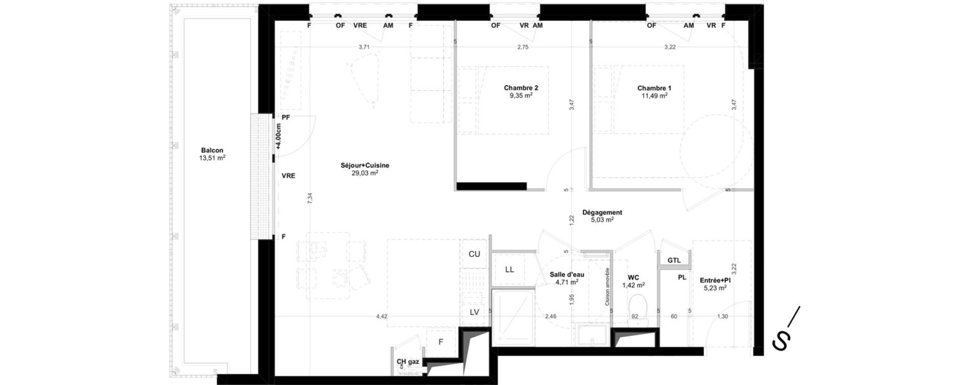 Appartement T3 de 66,26 m2 &agrave; Quimper Centre