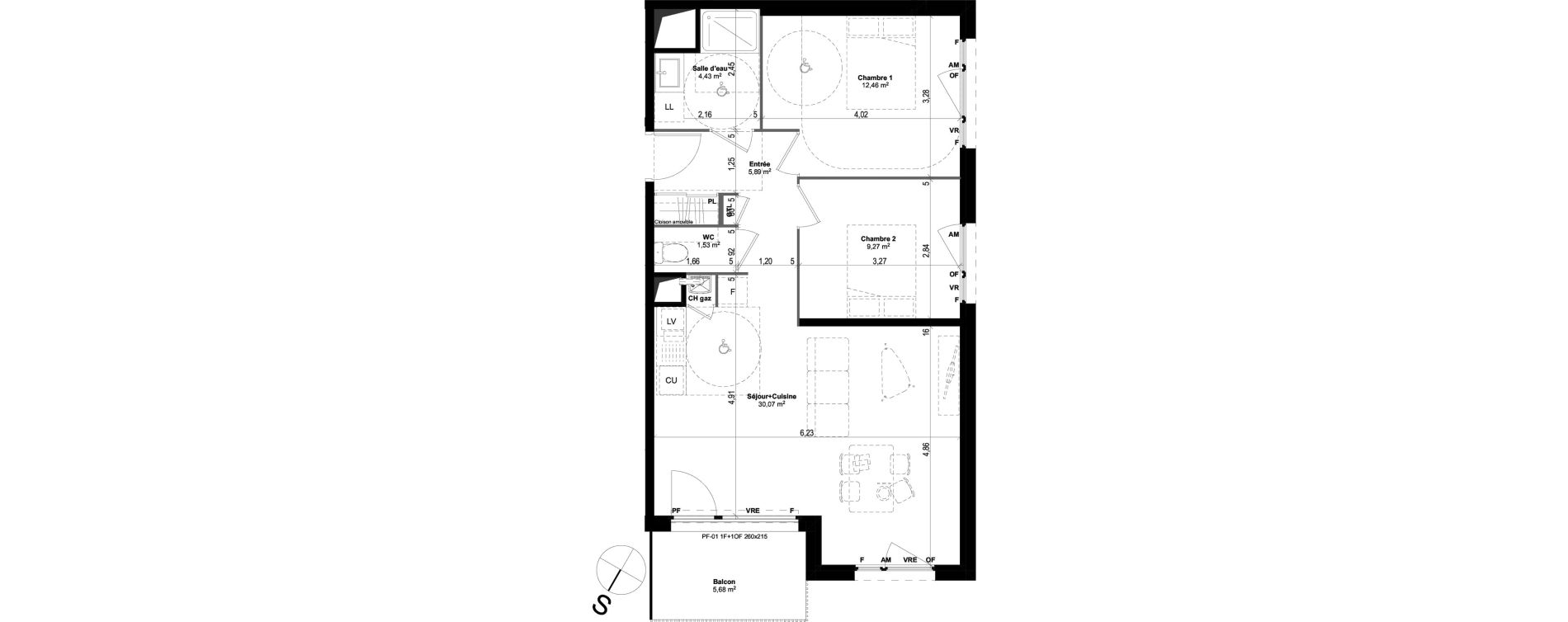 Appartement T3 de 63,60 m2 &agrave; Quimper Centre