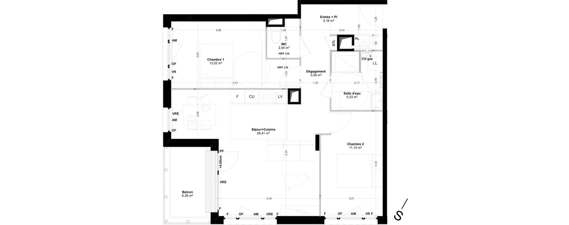 Appartement T3 de 66,67 m2 &agrave; Quimper Centre