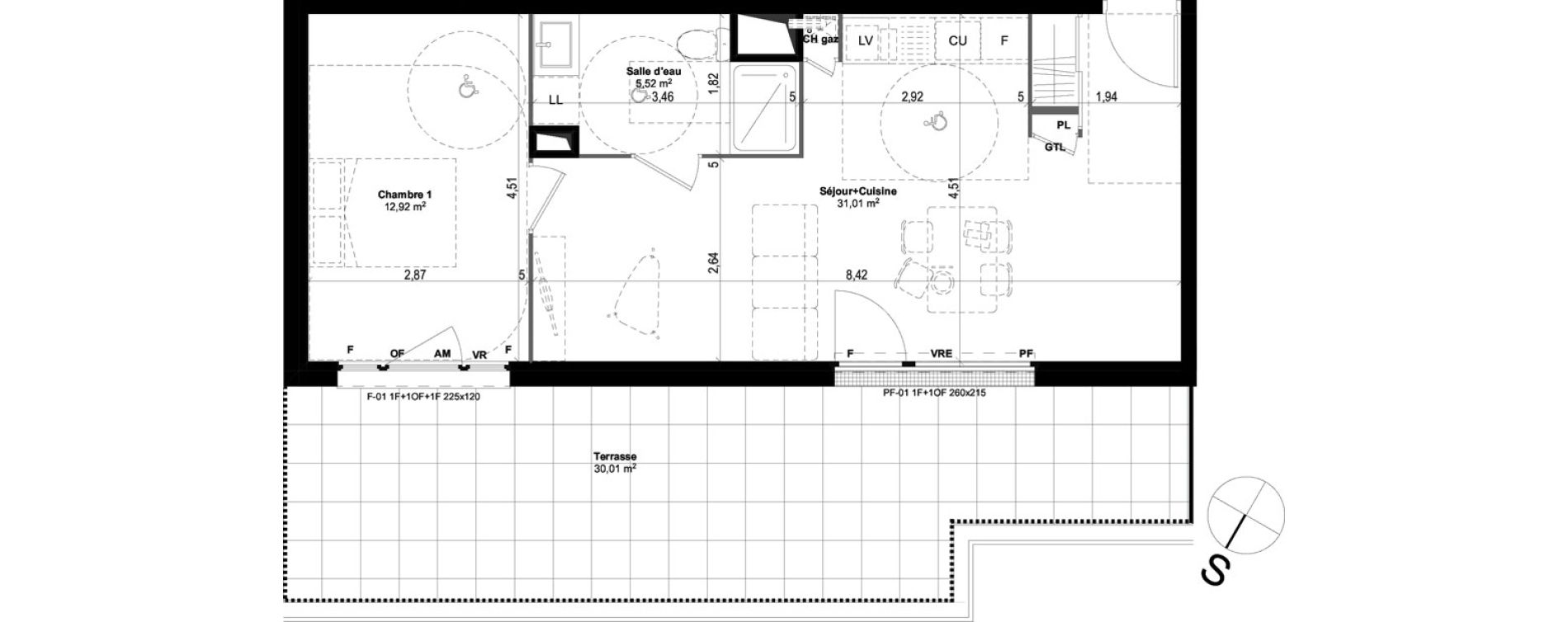 Appartement T2 de 49,45 m2 &agrave; Quimper Centre