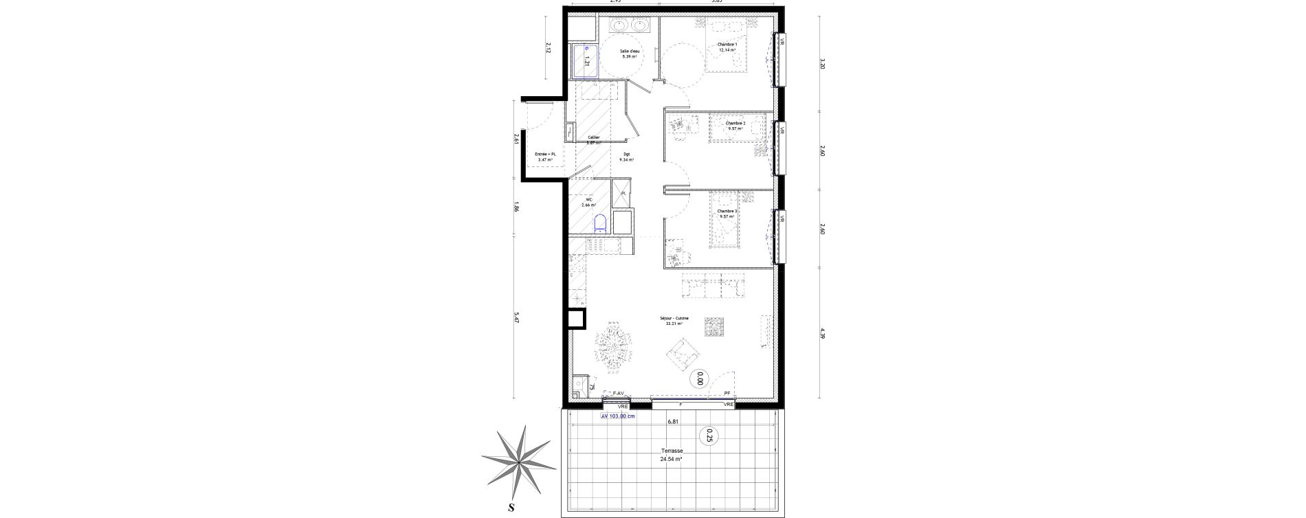 Appartement T4 de 88,98 m2 &agrave; Quimper Kervilien