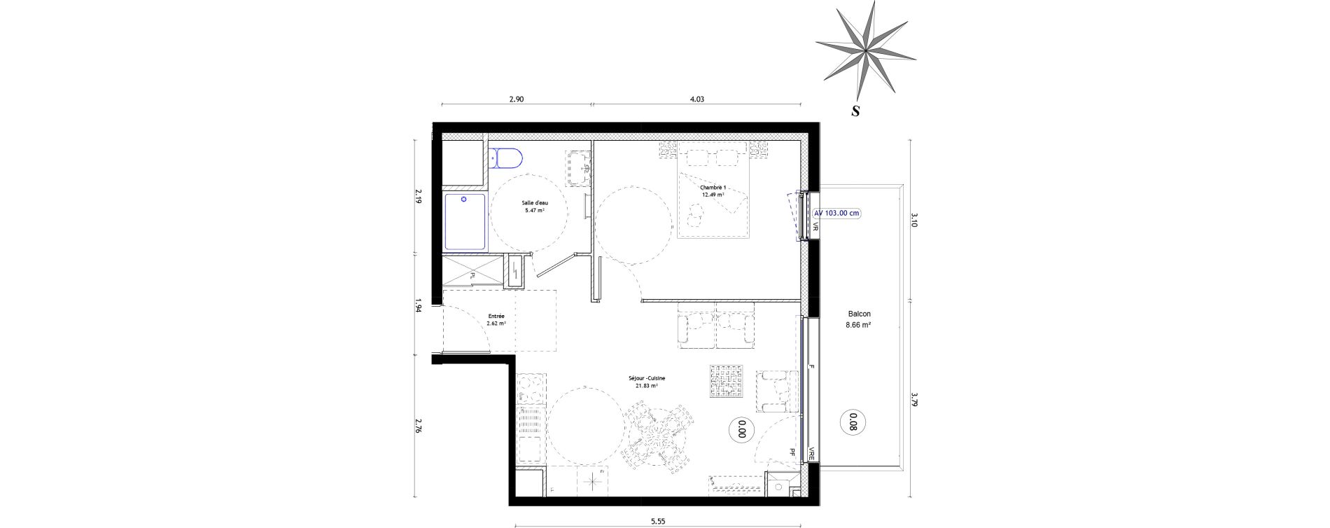 Appartement T2 de 42,02 m2 &agrave; Quimper Kervilien