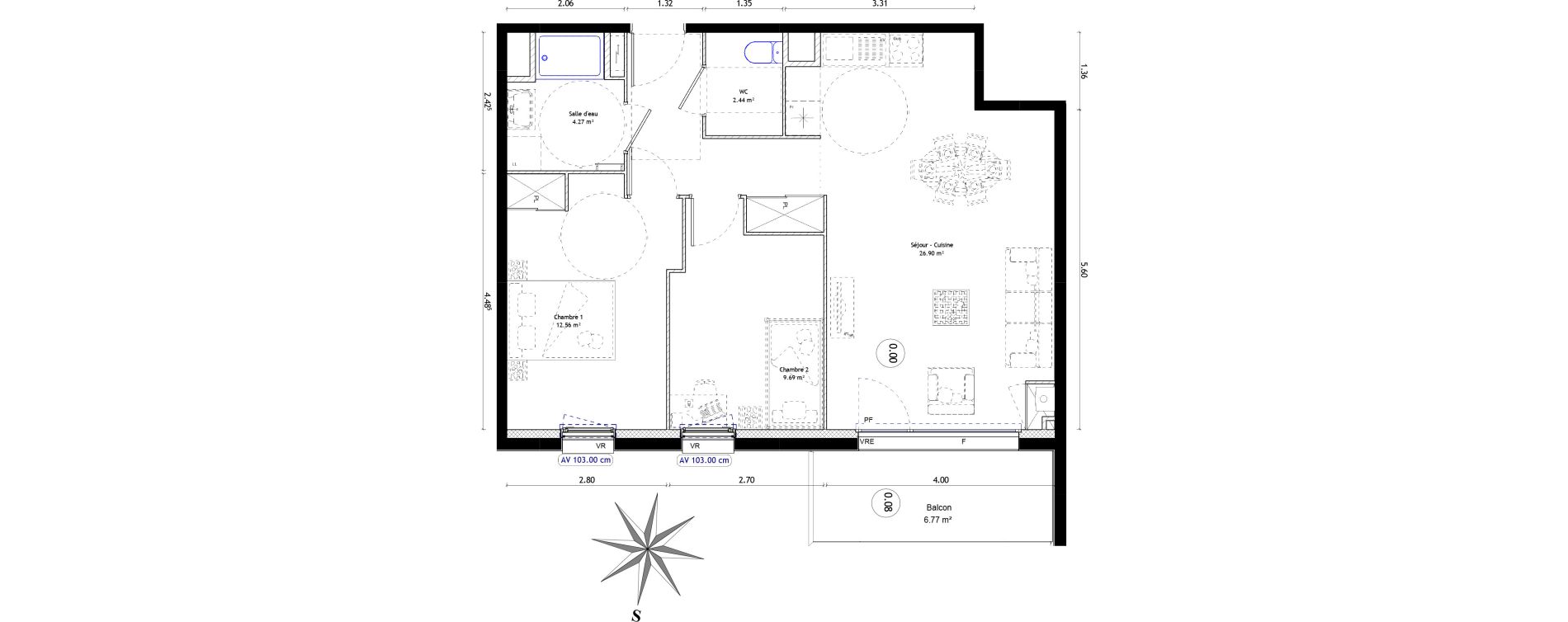 Appartement T3 de 62,47 m2 &agrave; Quimper Kervilien