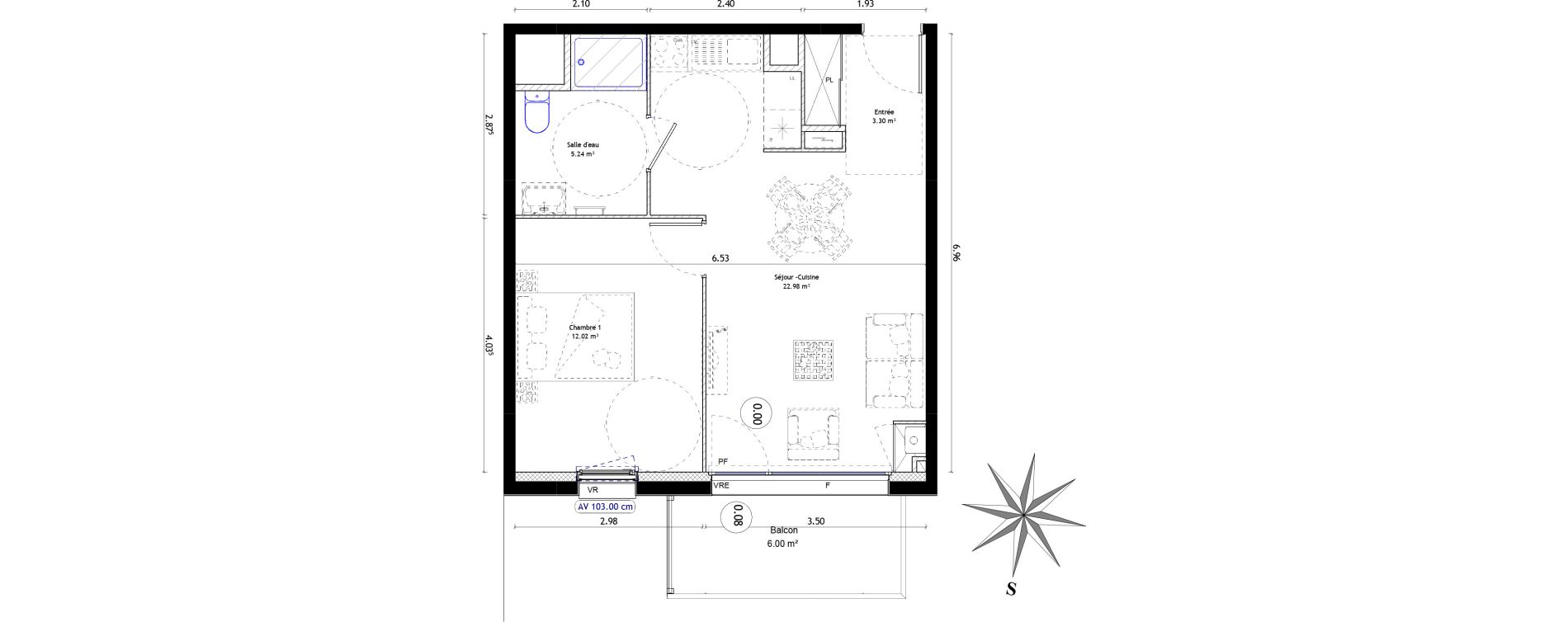 Appartement T2 de 43,44 m2 &agrave; Quimper Kervilien