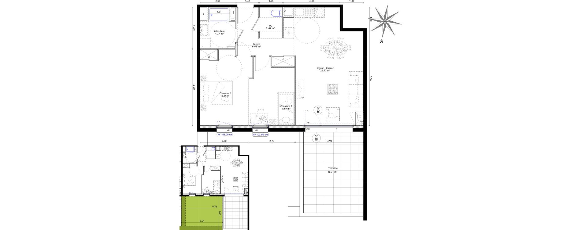 Appartement T3 de 62,20 m2 &agrave; Quimper Kervilien