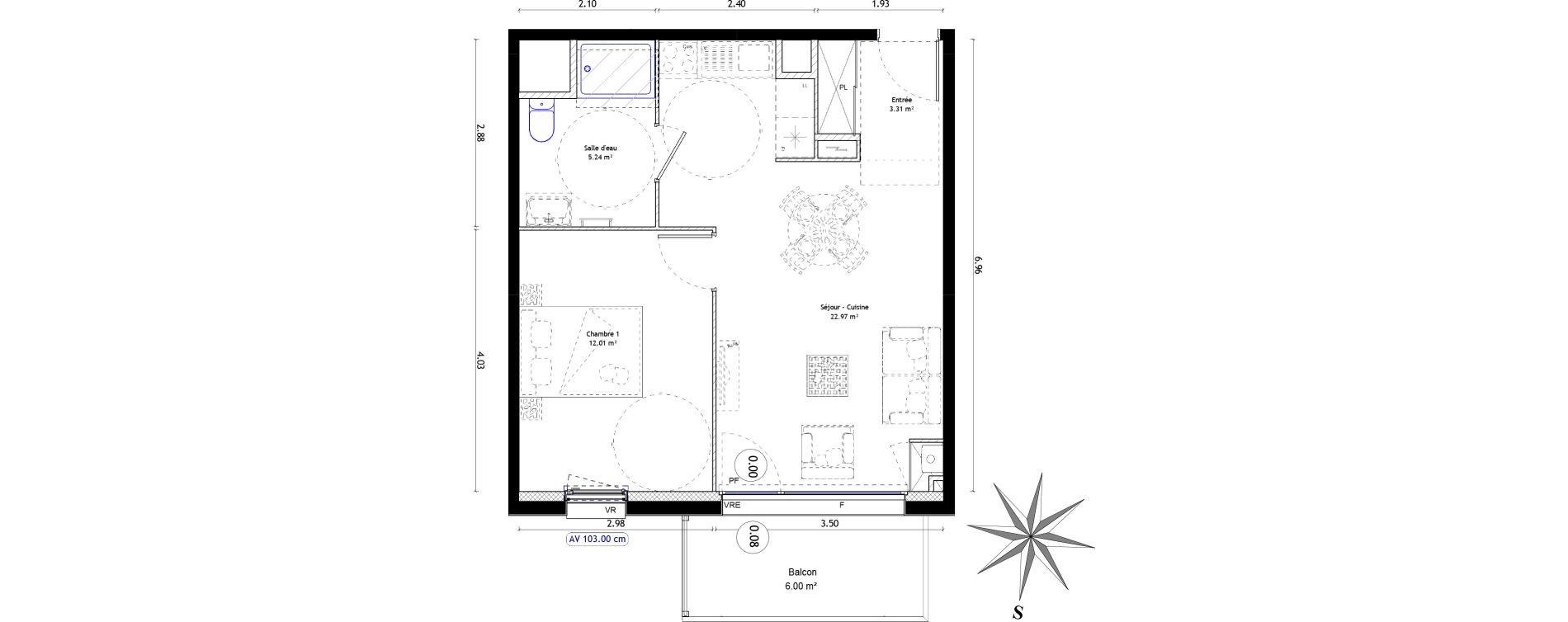 Appartement T2 de 43,44 m2 &agrave; Quimper Kervilien