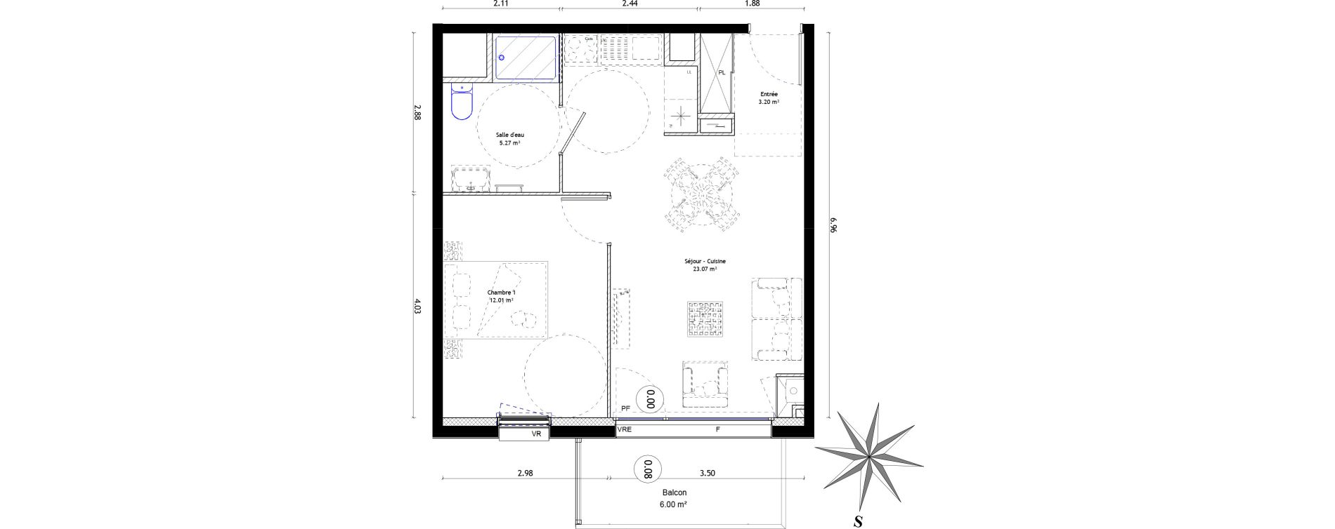 Appartement T2 de 43,37 m2 &agrave; Quimper Kervilien