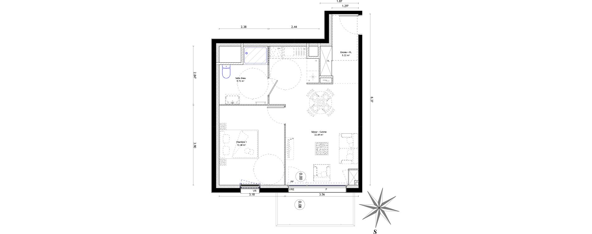 Appartement T2 de 45,94 m2 &agrave; Quimper Kervilien