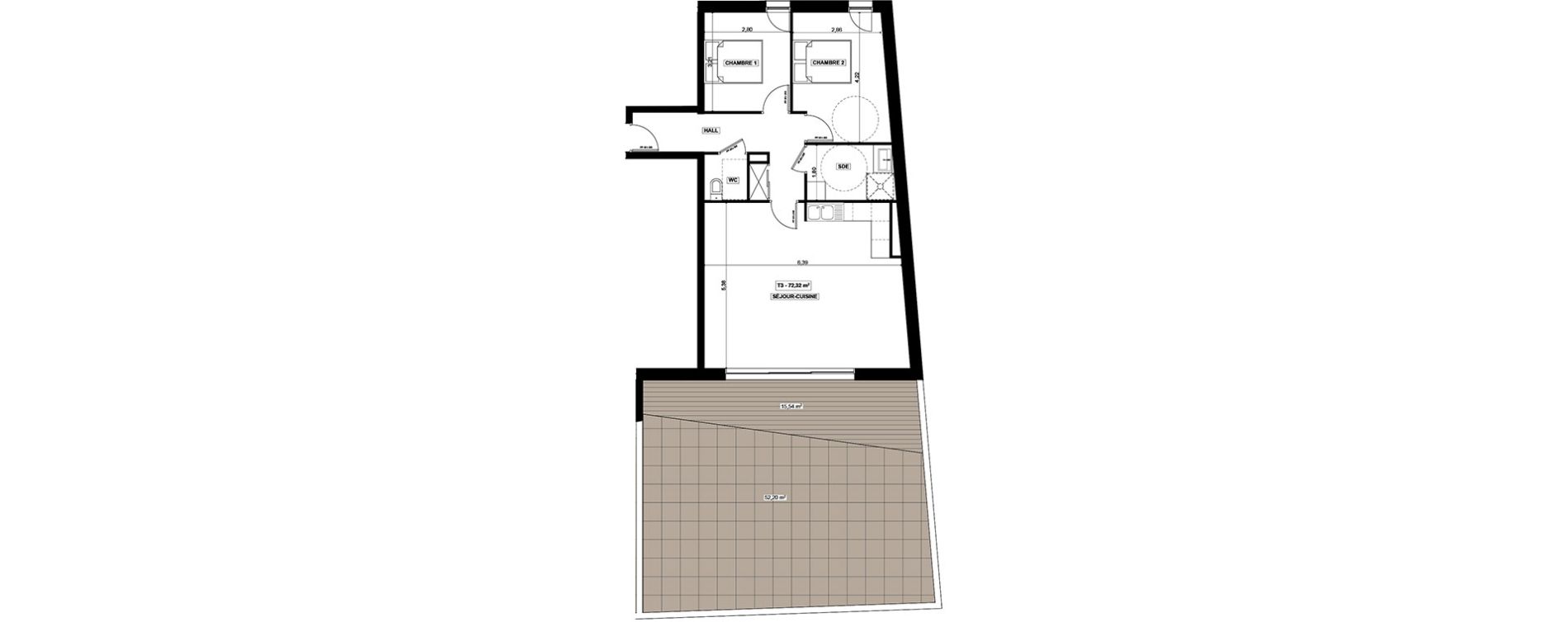 Appartement T3 de 72,32 m2 &agrave; Quimper Centre