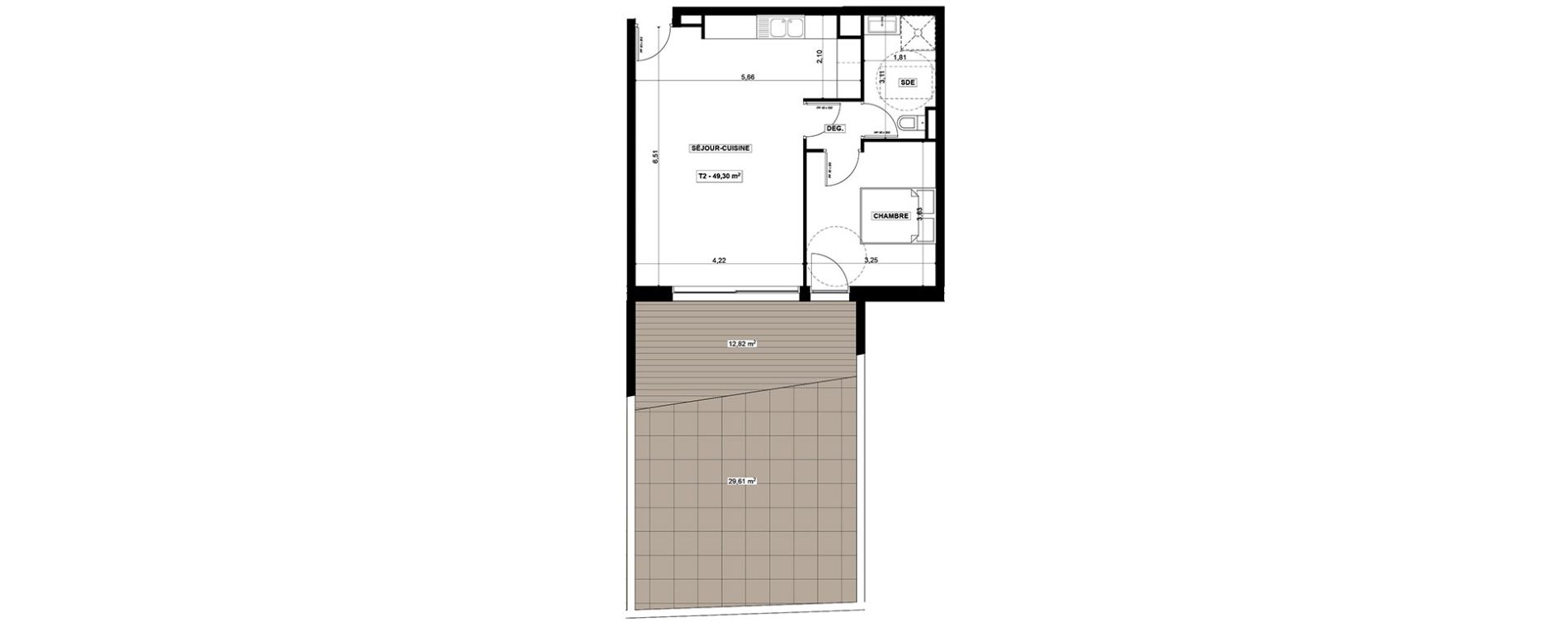 Appartement T2 de 49,30 m2 &agrave; Quimper Centre