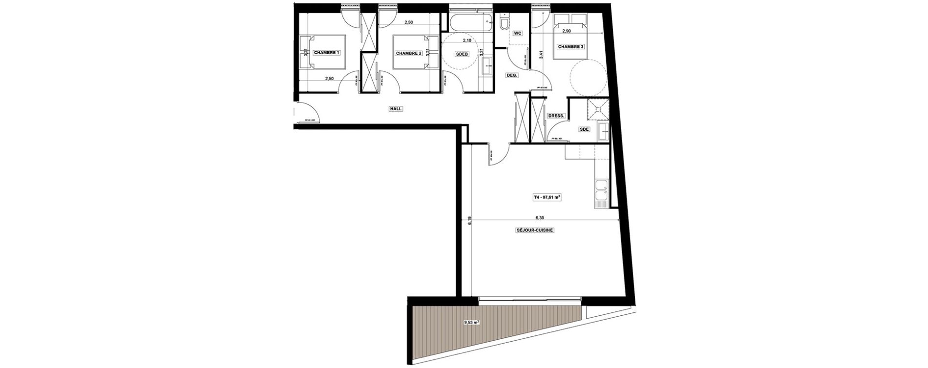 Appartement T4 de 97,61 m2 &agrave; Quimper Centre