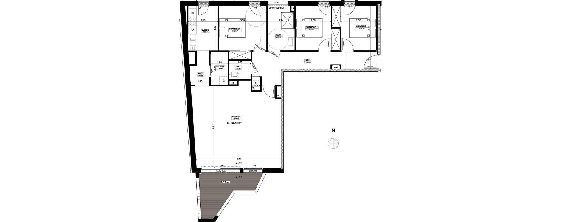 Appartement T4 de 99,12 m2 &agrave; Quimper Centre