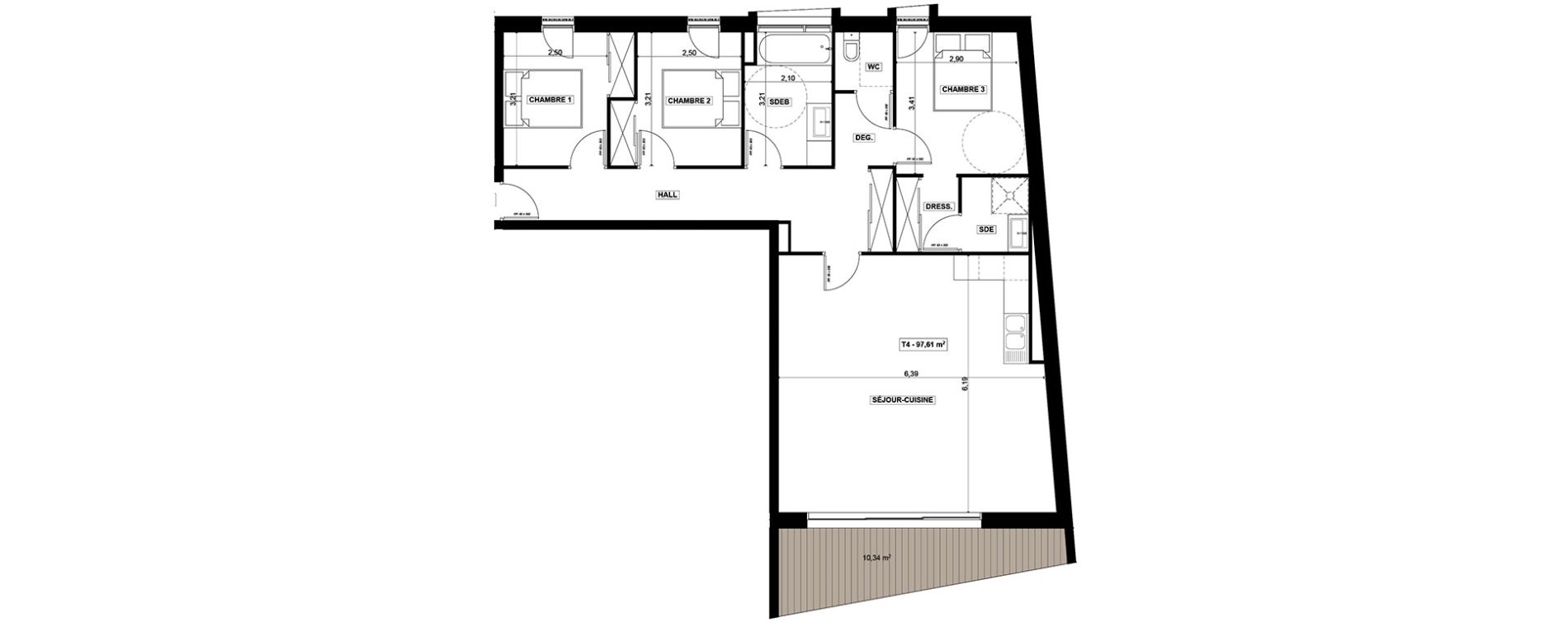 Appartement T4 de 97,61 m2 &agrave; Quimper Centre