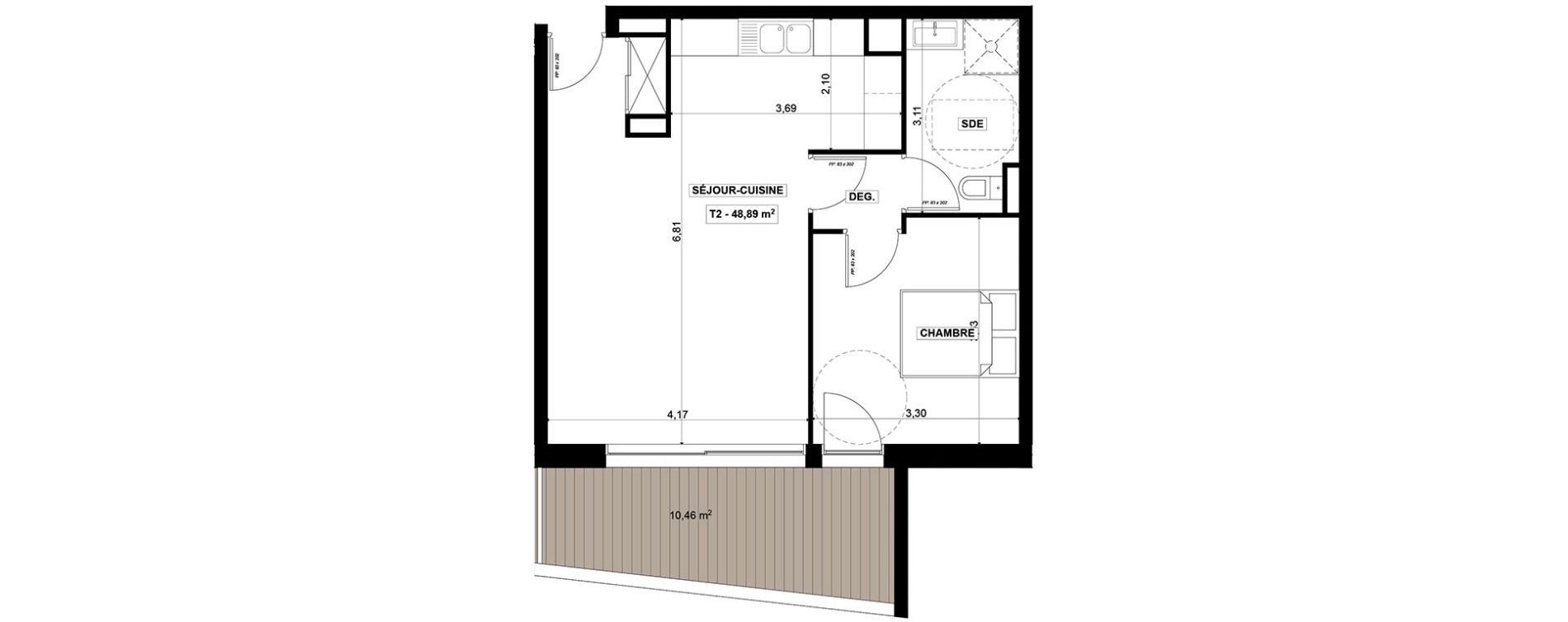 Appartement T2 de 48,89 m2 &agrave; Quimper Centre