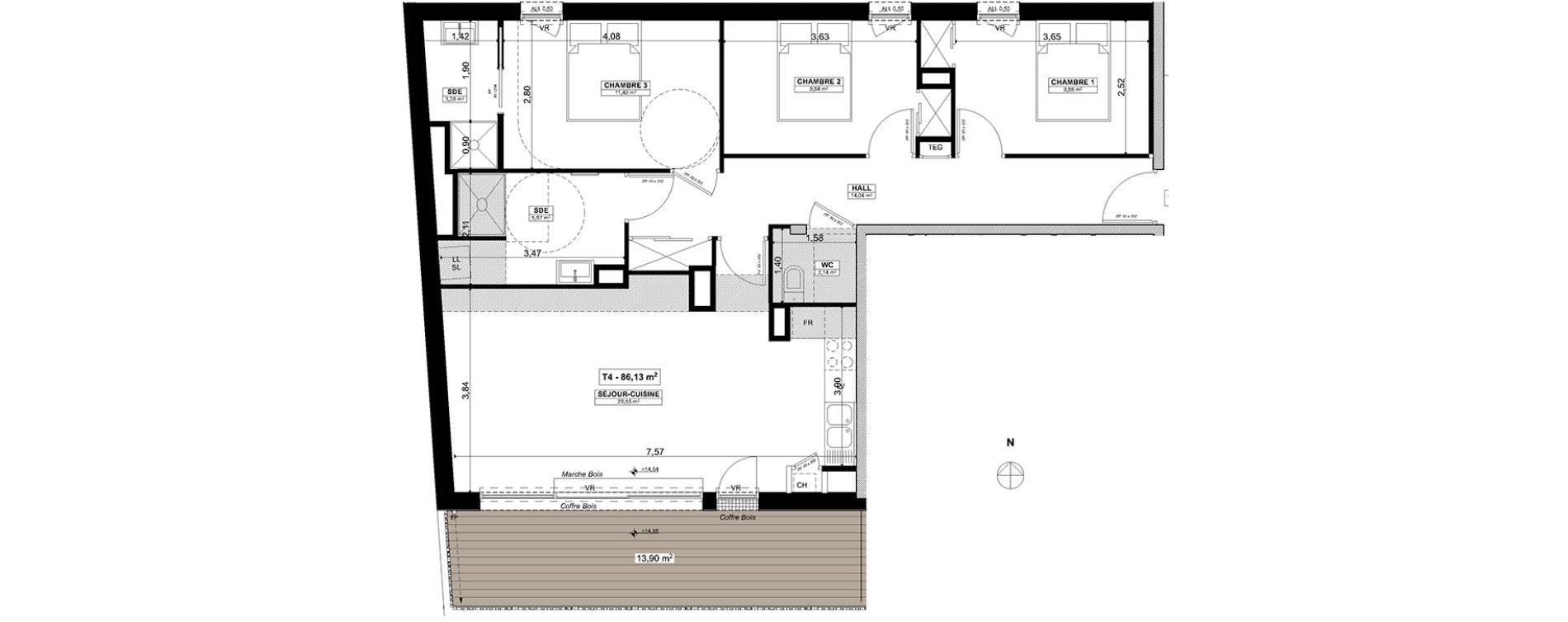 Appartement T4 de 86,13 m2 &agrave; Quimper Centre