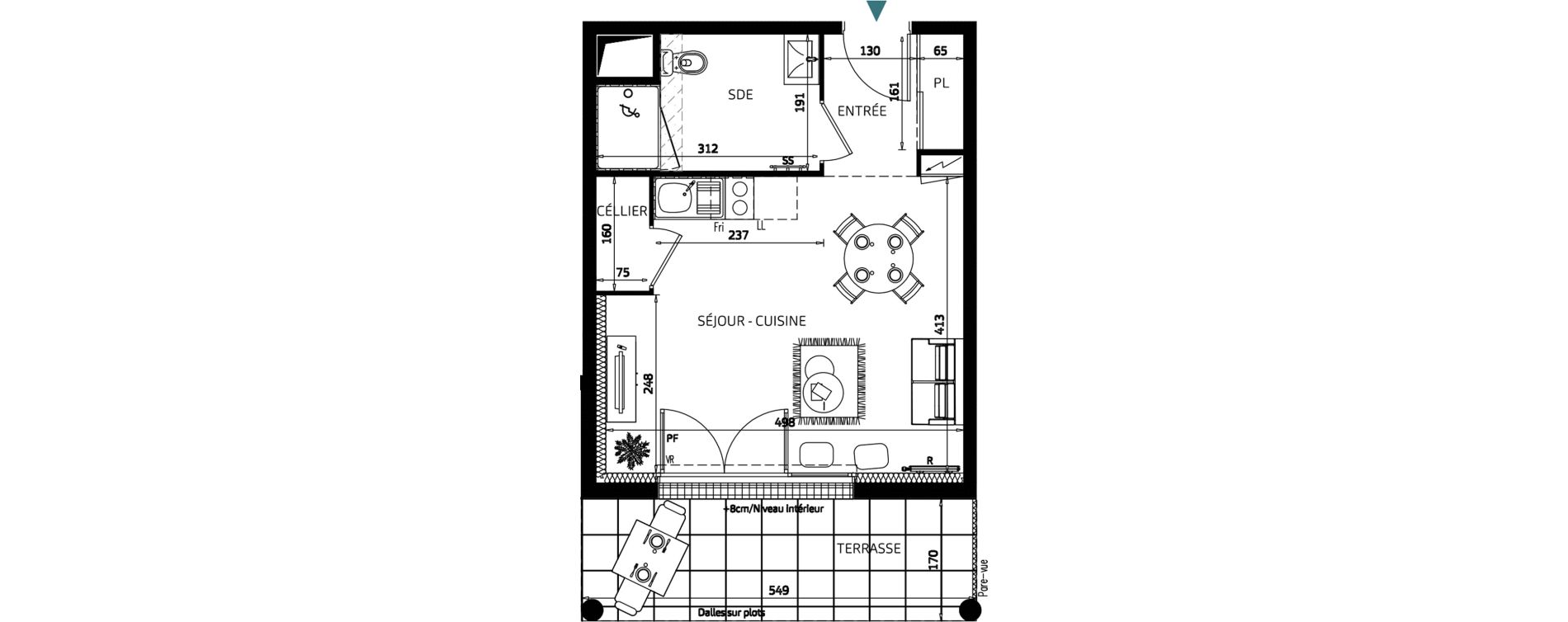 Appartement T1 bis de 29,63 m2 &agrave; Quimper Penvillers - m&eacute;tairie neuve