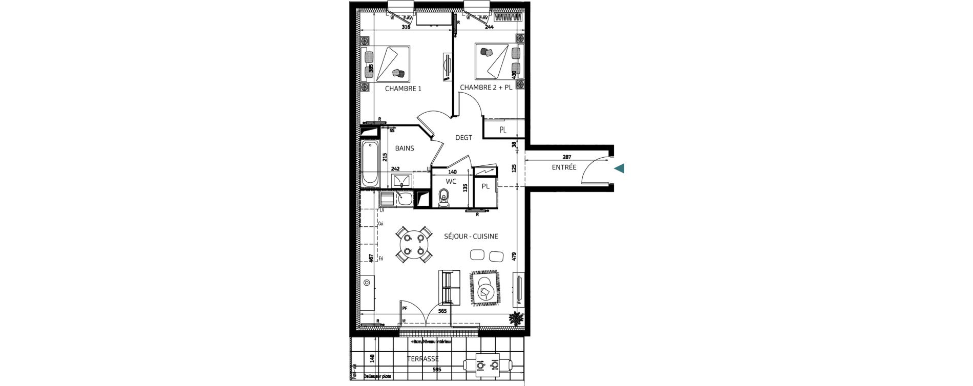 Appartement T3 de 62,42 m2 &agrave; Quimper Penvillers - m&eacute;tairie neuve