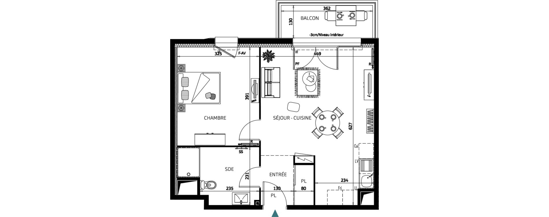 Appartement T2 de 46,39 m2 &agrave; Quimper Penvillers - m&eacute;tairie neuve