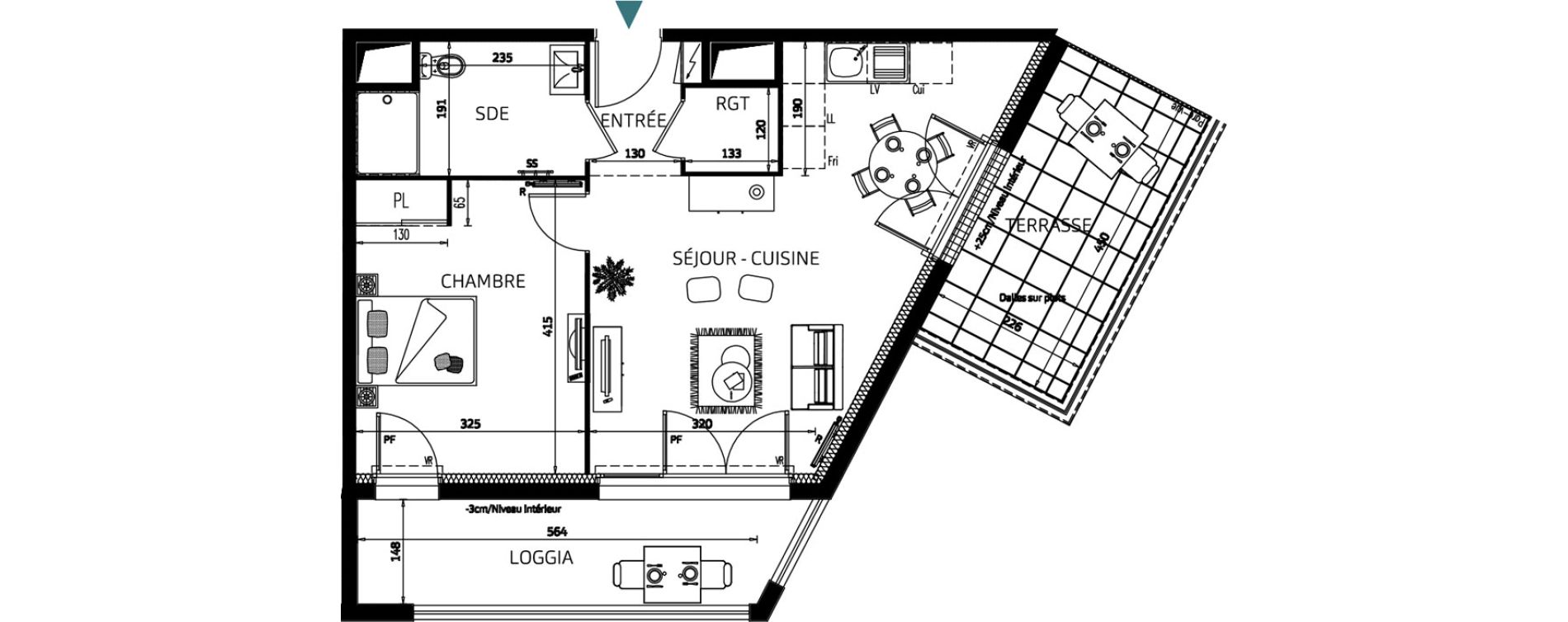 Appartement T2 de 47,18 m2 &agrave; Quimper Penvillers - m&eacute;tairie neuve