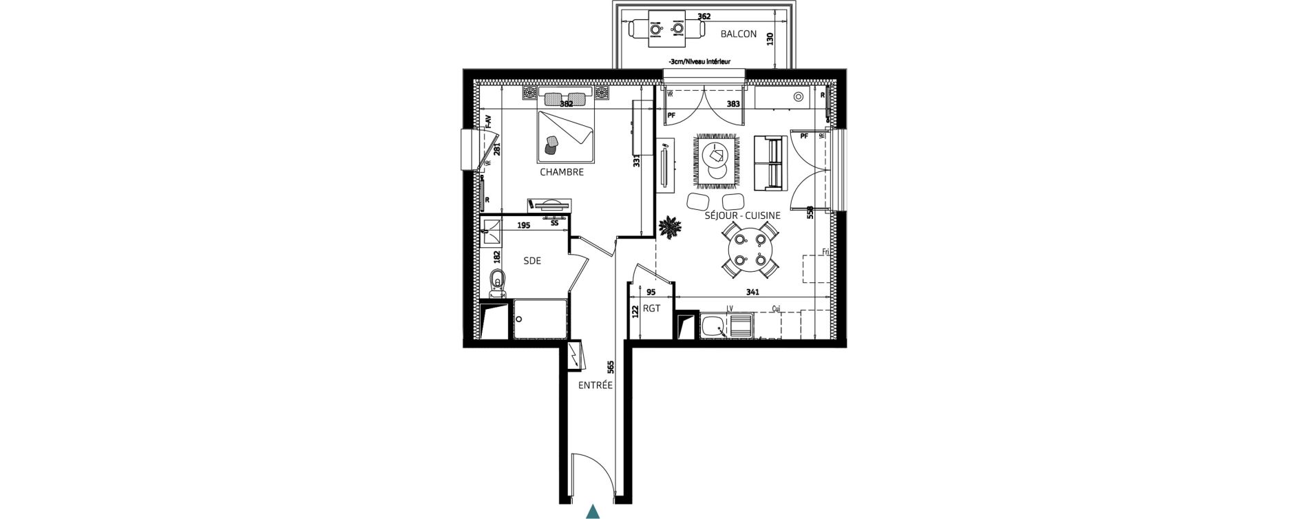 Appartement T2 de 45,33 m2 &agrave; Quimper Penvillers - m&eacute;tairie neuve