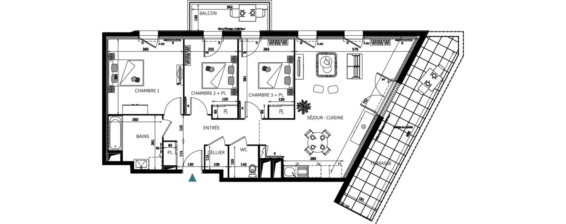 Appartement T4 de 80,48 m2 &agrave; Quimper Penvillers - m&eacute;tairie neuve