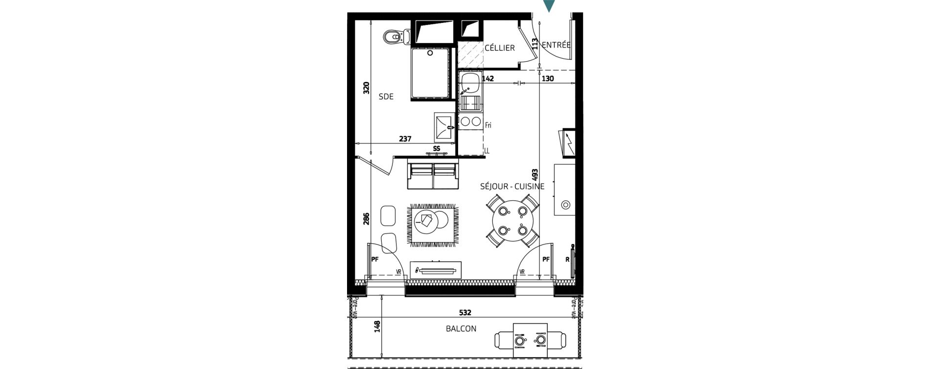 Appartement T1 bis de 29,85 m2 &agrave; Quimper Penvillers - m&eacute;tairie neuve