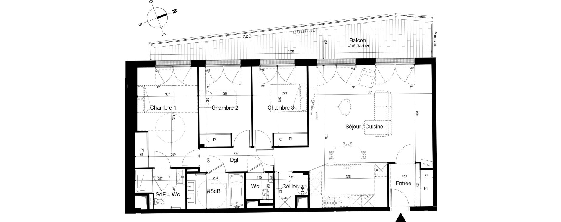 Appartement T4 de 104,86 m2 &agrave; Roscoff Centre